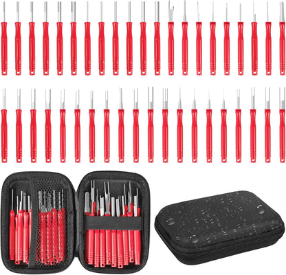 Terminal Pin Removal Tool Kit 82 Pcs Depinning Electrical Connector Pin Extractor Tool Set Wire Terminal Release for Automotive Car Household Devices - Black