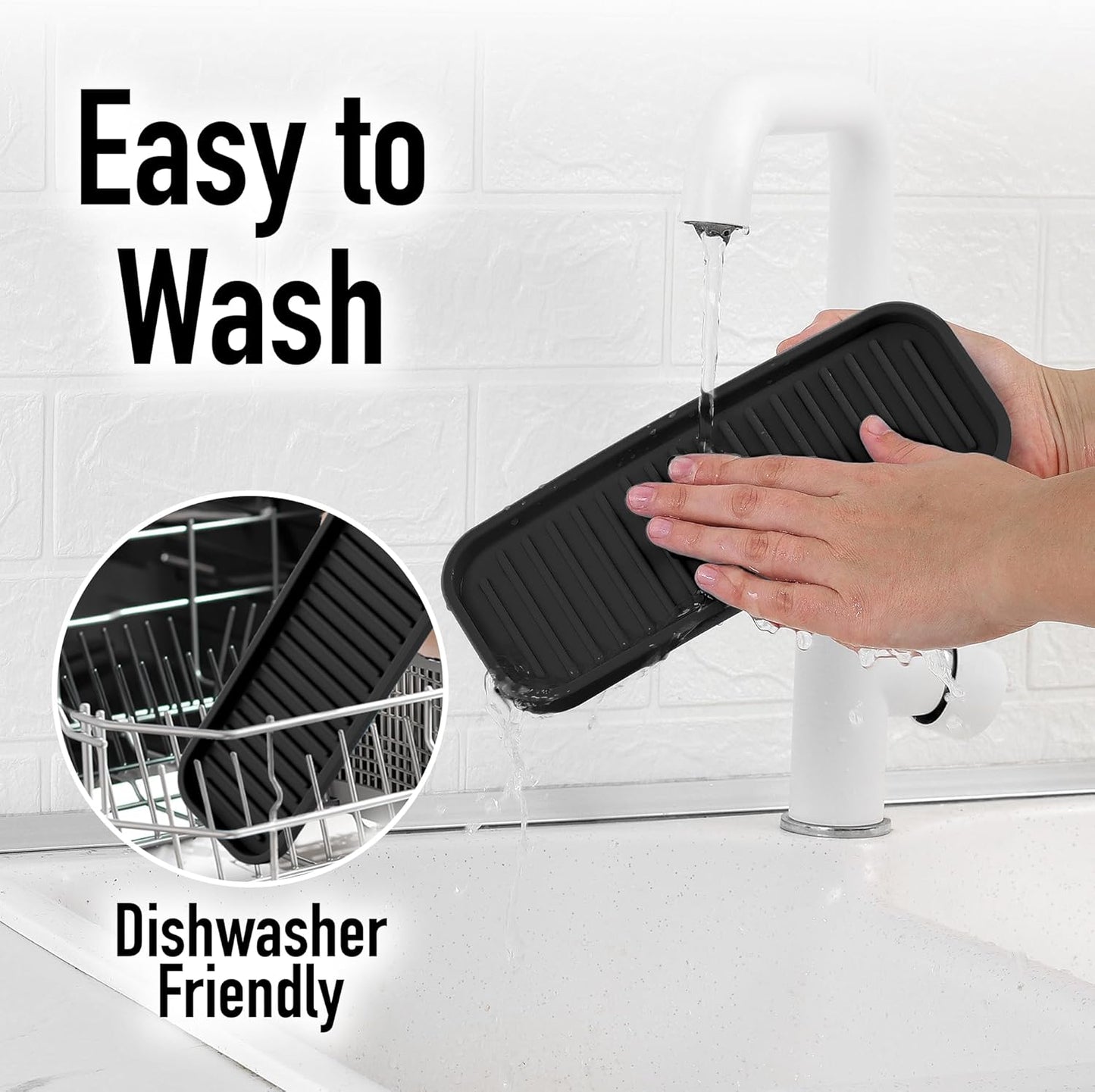 Zulay Kitchen (9x3.5in) Sponge Holder for Kitchen Sink - Flexible Heavy-Duty Multipurpose Sink Caddy - Counter Organizer for Kitchen, Bathroom, Makeup, Trinkets & More! (Grey)