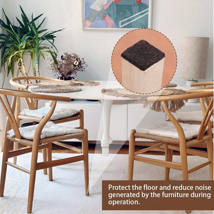 16 PCS 1.5 Inch Square Felt Furniture Pads, Square Felt Pads for Chair Legs Self Adhesive Cuttable Chair Leg Floor Protectors Anti Scratch Floor Protectors for Hardwood Floors, Brown