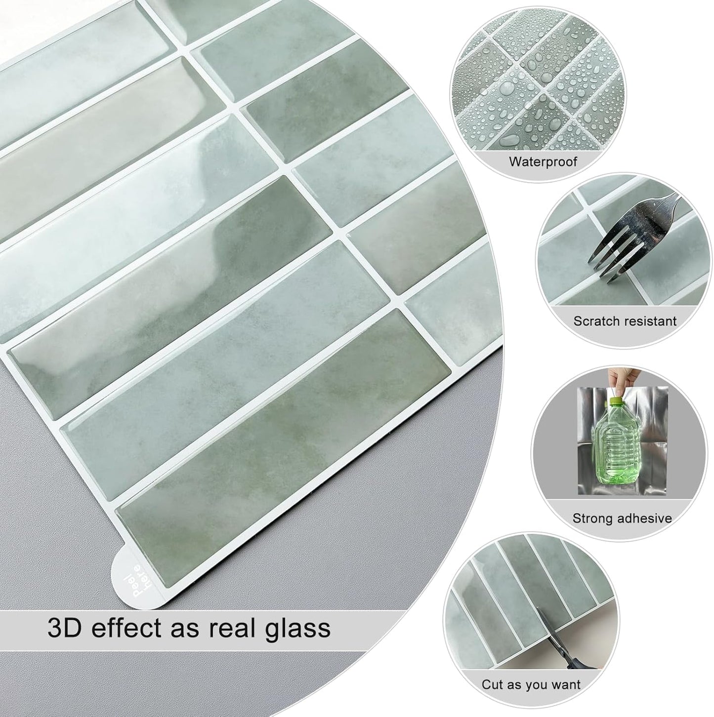10-Pack Peel and Stick Backsplash Tiles, 11.4×9 Inch Beige Self Adhesive 3D Vinyl Wall Tiles for Kitchen, Bathroom and Camper