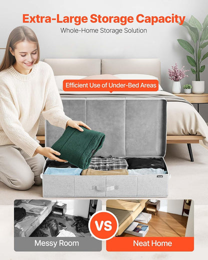 VEVOR Under Bed Storage with Wheels, 36.0 x 18.1 x 7.3 inch, Underbed Containers with Clear Lid, Underbed Shoe Organizer, Rolling Under the Bed Storage Bins for Clothes Shoes Blankets Bedroom, 2 Pack
