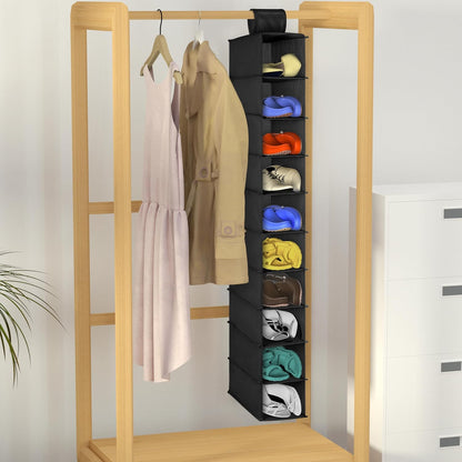 Libeder Hanging Shoe Organizer, 10-Shelf Closet Organizer with 6 Mesh Side Pockets