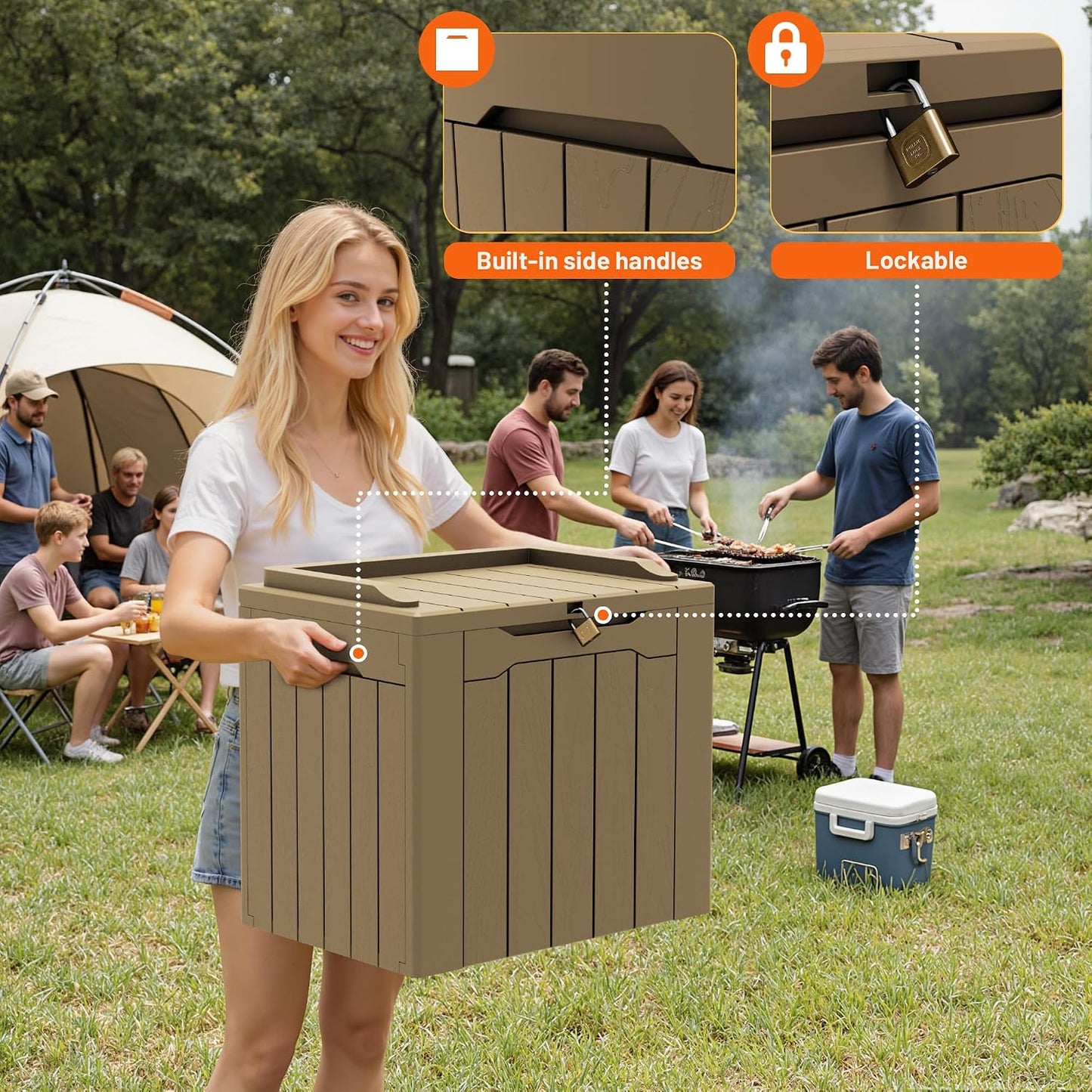 32 Gallon Deck Box Outdoor Indoor Waterproof Storage Box for Patio Furniture, Pool Accessories, Garden Tools, and Cushion Storage, Black