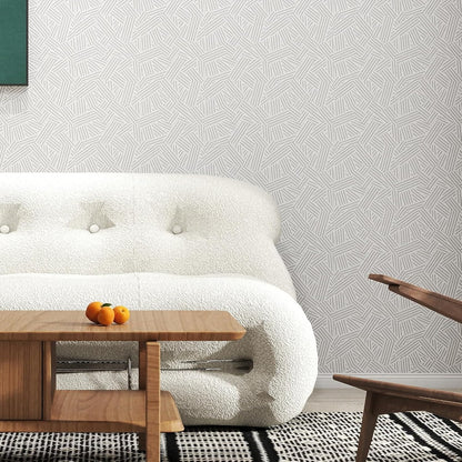 Modern Peel and Stick Wallpaper 17.3" x 78.7" Self Adhesive Wallpaper Textured Neutral Stripe Contact Paper Removable Vinyl Wall Paper for Living Room Bedroom Accent Wall Modern Minimalist Wall Decor