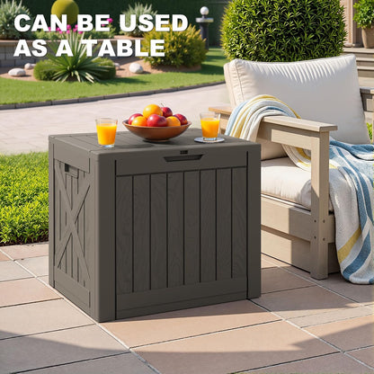 Greesum 31 Gallon Resin Deck Box All Weather Outdoor Storage Boxes for Patio Furniture Set,Outdoor Toys,Garden Tools,Black