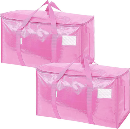 TICONN 4 Pack Extra Large Moving Bags Heavy Duty with Zippers & Carrying Handles, Durable Storage Bags Moving Boxes for Closet Organizers and Storage (4 Pack, Blue)