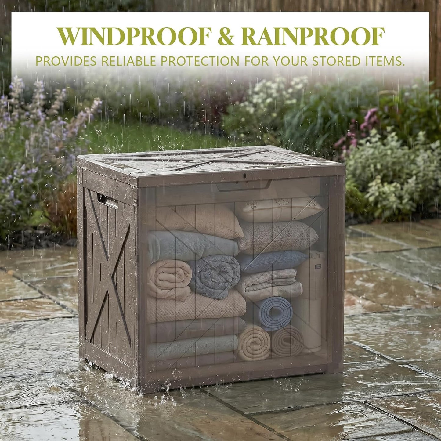 Waterproof Outdoor Storage Box Outside Deck Box Lockable Resin Bench UV Resistant Furniture Cushion Pool Tool Float Bin Patio Garden Porch (Black, 120 Gallon)