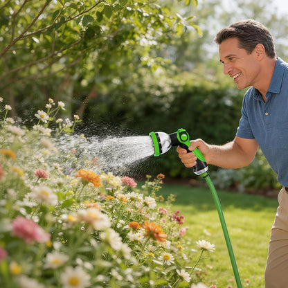 Besiter Garden Hose Nozzle Sprayer: 2 Pack 10 Watering Patterns Spray Nozzles Heavy Duty Metal Hose Head Hose Attachment, Thumb Control On Off Valve