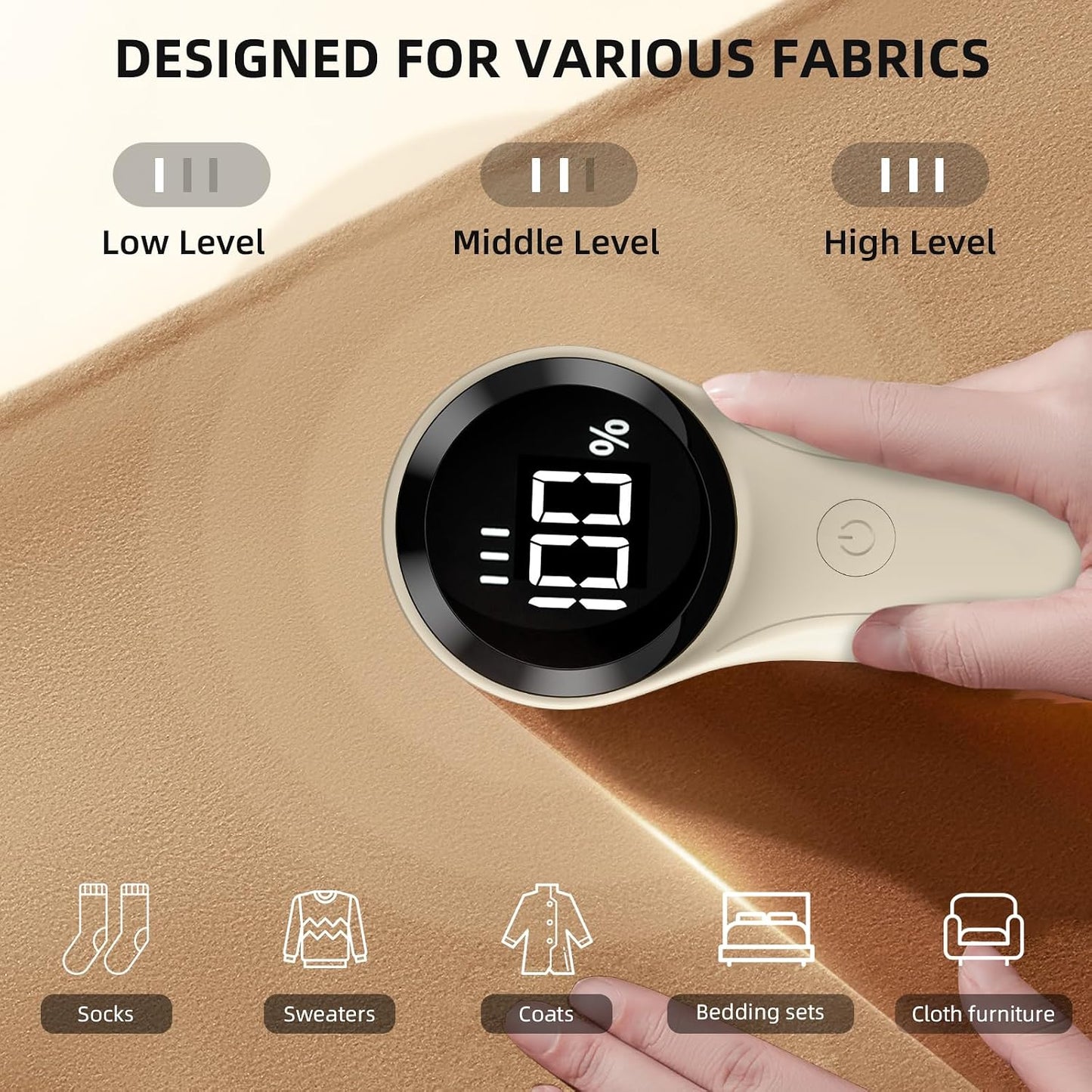 Buywoo Fabric Shaver, Electric Lint Remover, Rechargeable Lint Shaver, Household Essentials for Clothes, Upholstery, Furniture, Sweater Defuzzer to Remove Pilling, Battery Operated, Black