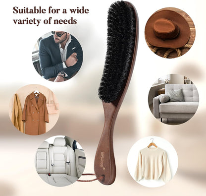 BFWood Clothes Brush, Boar Bristle Lint Brush for Suits, Cashmere, Wool, Velvet, Suede and Pet Hair, Large Black Walnut Wood Handle
