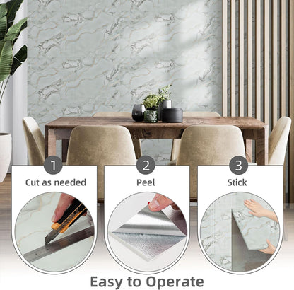 Vieshful 20pcs Peel and Stick Backsplash Tile，12"x12" Self Adhesive Marble Tile for Wall, PVC Waterproof Shower Wall Panels, Back Splash Stick on Tiles for Kitchen Bathroom Living Room (Not Real Tile)