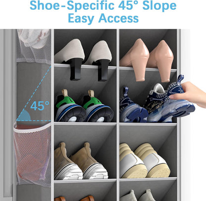 Yecaye 30 Pairs Over the Door Shoe Organizer, Large Capacity Hanging Shoe Rack for Door Hanger with Deep Pockets, Heavy Duty 10 Tier Shoe Holder for Sneakers Boots Heels College Dorm Essentials, Black