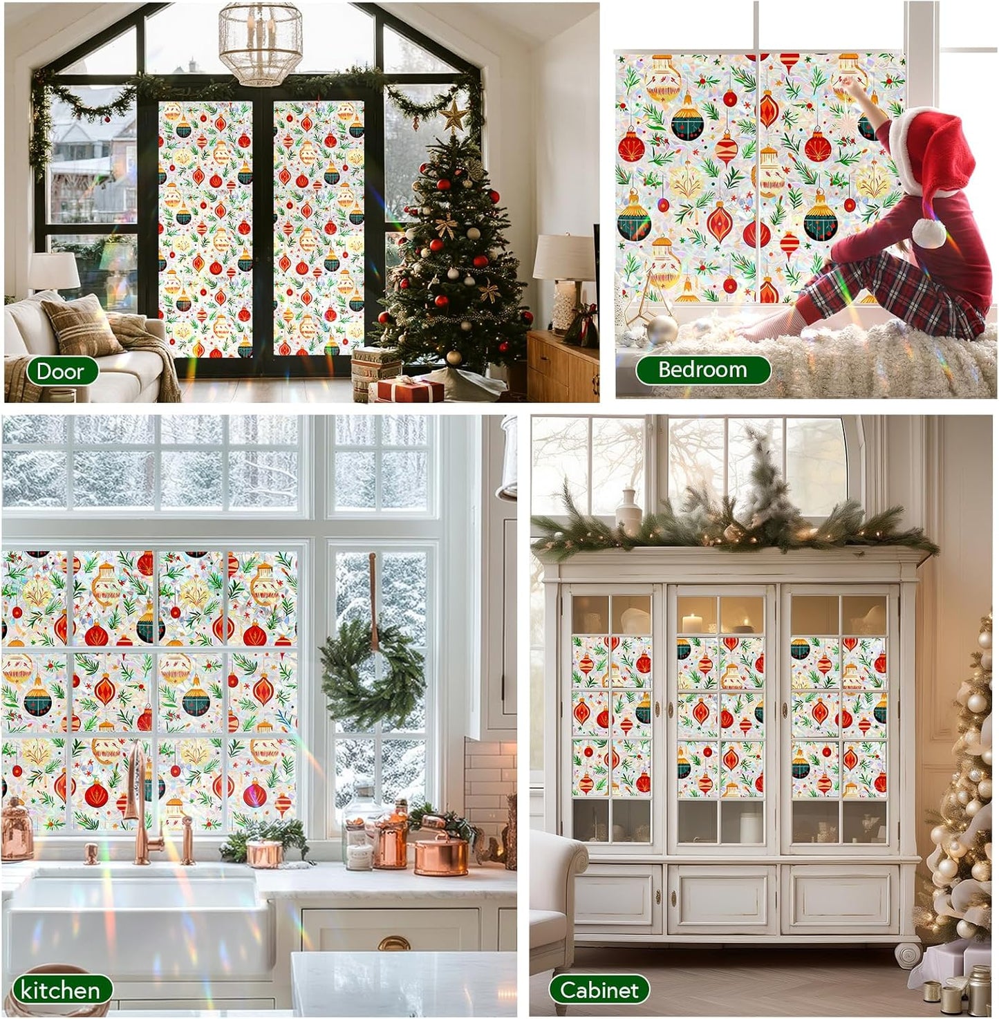 SOMWISE Frosted Glass Window Film, Heat Insulation, UV Block, Anti-Glare, One Way Privacy Tint, Static Cling for Home Bathroom Door, Renter Friendly, Day & Night Privacy