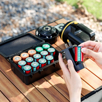 KIWIFOTOS 27 AA + 35 AAA Combo Battery Case Set with Tester | 62 PCS AA AAA Battery storage, Pegboard compatible, Wall Mount Battery Organizer Dispenser, magnetic tester, no‑assembly
