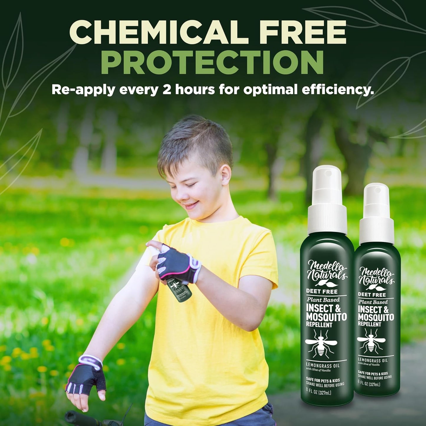 Deet-Free Insect & Mosquito Repellent – Nice Smelling, Pack of 2 (4 oz) | Insect Repellent with Lemongrass Oil Safe for Pets and Kids – Bug Spray Against Mosquitoes, Gnats, Black Flies, and No-See-um