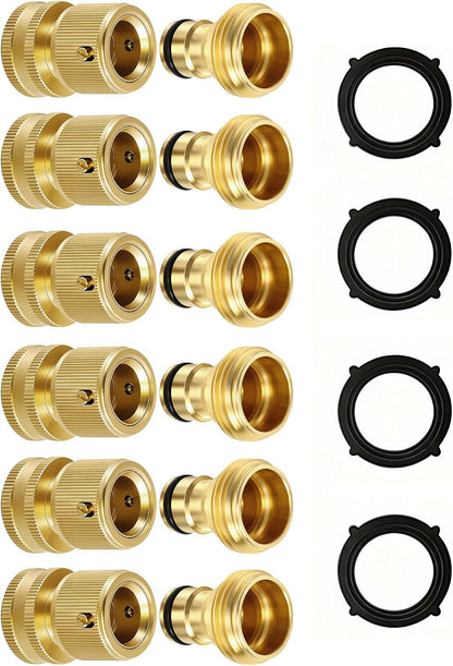 RainPoint Quick Connect Hose Fittings 3/4" GHT - Solid Brass Garden Hose Connectors, No-Leak Design & Universal Fit for Instant Connection (2 Sets)