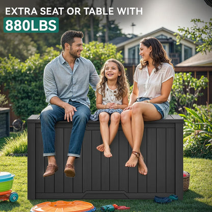 YITAHOME 35 Gallon Outdoor Storage Box | Waterproof Resin Deck Box and Package Delivery with Lockable Lid for Patio Furniture Cushions, Pool Accessories, Garden