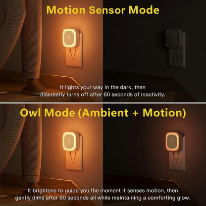 YUNLEX 2 Pack Plug in Red Sleep Night Light with Motion Sensor & Dusk to Dawn Sensor, Soft Glow, 0% Blue Light, Dimmable, Auto On/Off, LED Lights for Bedroom, Kids, Bathroom, Hallway, as Mother Gifts