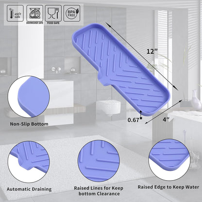 MicoYang Silicone Bathroom Soap Dishes with Drain Spout-Bathroom and Kitchen Sink Organizer,Sponge Holder,Dish Soap Tray,Perfect for Dispenser,Scrubber,Bottle,Cup on Sink or Counter-Coffee 4.9"×3.2"