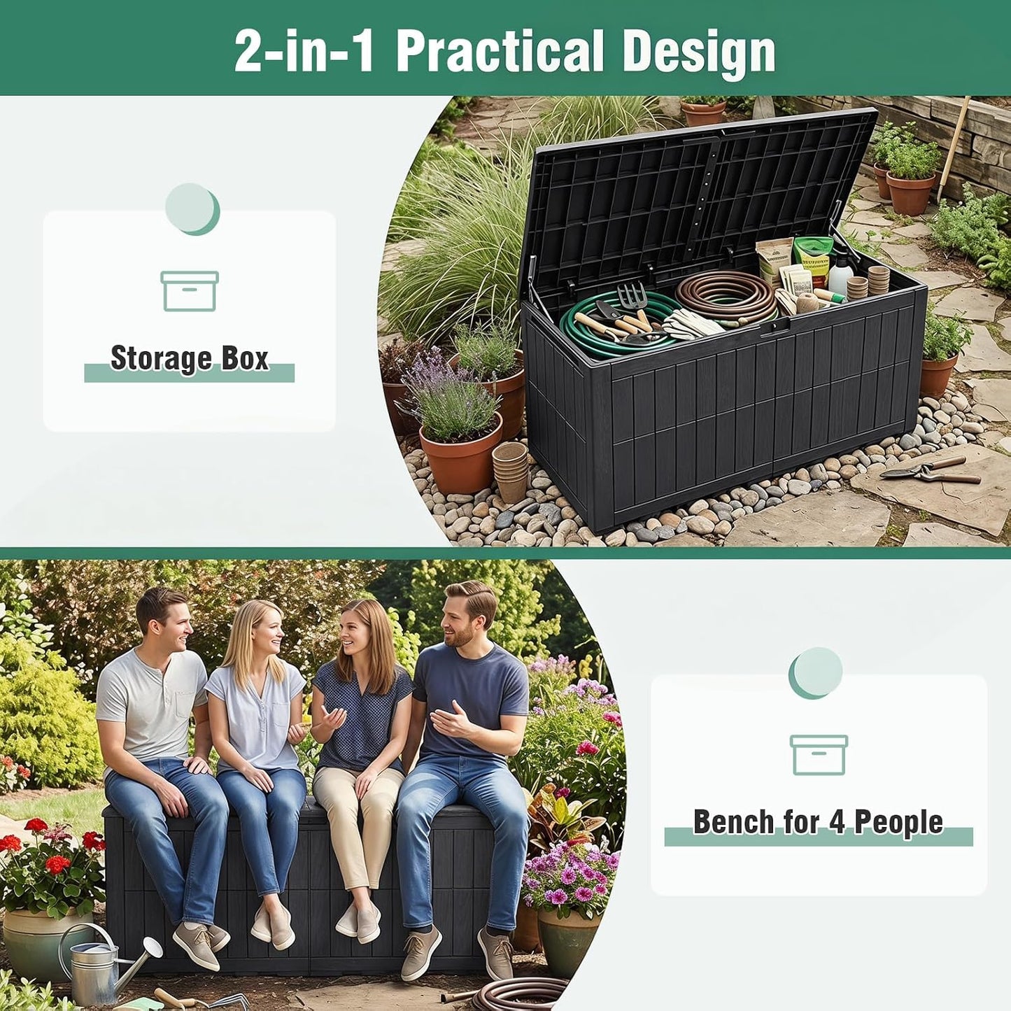 Tangkula 25 Gallon Waterproof Outdoor Storage Box with Lockable Lid | PP Resin, Wicker Patterned, Indoor Outdoor Use, Portable, Versatility, for Deck, Pool, Patio Cushions, Garden Tools
