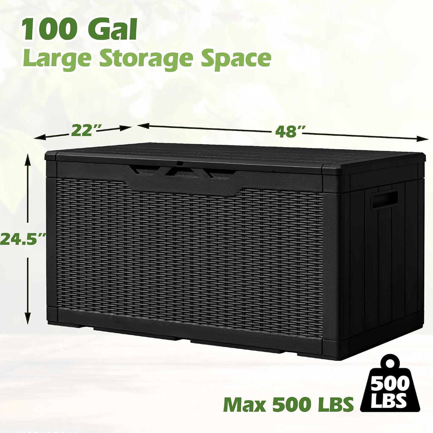 Greesum Outdoor Storage Box 31 Gallon Storage Box with Lid for Patio Furniture, Garden Tools, Pool Supplies, Waterproof and UV Resistant, Lockable, Dark Black