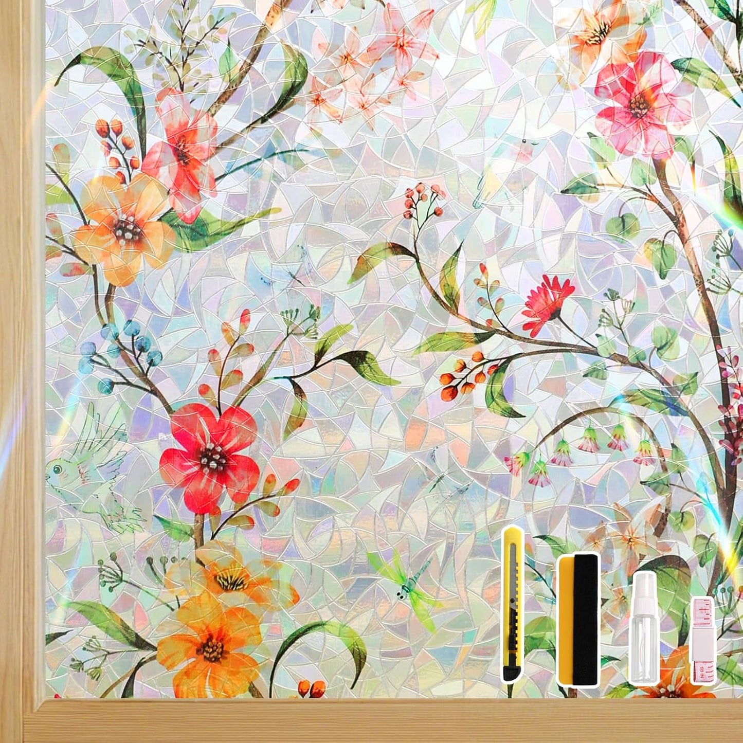 Finnez Window Privacy Film 3D Static Cling Window Film, No Glue Heat Control & 96% UV Blocking for Home Office, Decorative Frosted Glass Cover 17.5 Inch x 6.5 Feet