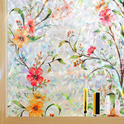 Finnez Window Privacy Film 3D Static Cling Window Film, No Glue Heat Control & 96% UV Blocking for Home Office, Decorative Frosted Glass Cover 17.5 Inch x 6.5 Feet