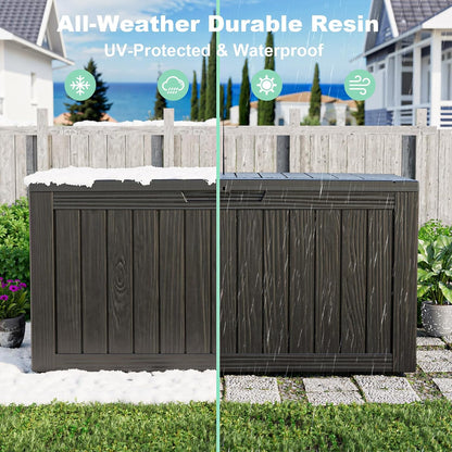 125Gal Outdoor Storage Box, Lockable Deck Box with Hydraulic Lid | Waterproof UV-resistant, Durable outdoor bin for patio cushions, pool accessories & garden tools. Keeps contents secure & dry