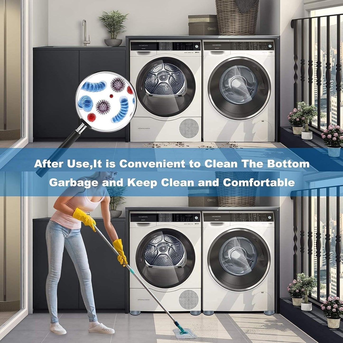 Dadop 4Pcs Anti Vibration Pads for Washing Machine and Dryer Shock and Noise Cancelling Washing Machine Support Prevent Moving Shaking Walking Universal Size
