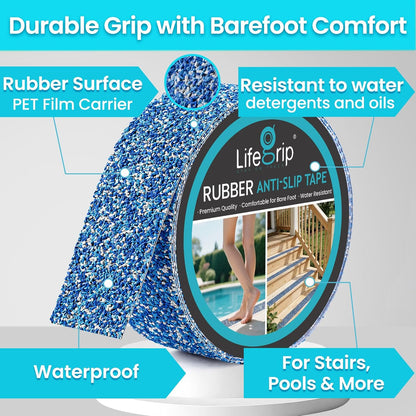 Lifegrip Anti Slip Tape, 4 Inch x 15 Foot Non-Slip Traction Grip Tape for Stairs, Waterproof Stair Treads Grip Non Slip, Non Skid Tape for Steps, Outdoor Black Grip Tape (4" X 15')