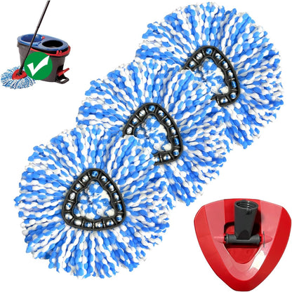 2-Tank Spin Mop Replacement Head, 3 Pack Mop Head Replacement, Microfiber, Machine Washable, Easy to Replace and Deep Cleaning