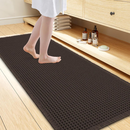 Smiry Waffle Bath Mat 30x20, Extra Soft Absorbent Bathroom Rugs, Non Slip Machine Washable Quick Dry Bath Rugs for Bathroom Floor, Tub, Shower, Home Decor Accessories, Brown