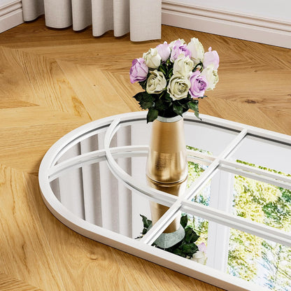 OGCAU Floor Full Length Mirror, 56"x20" Arched Full Body Mirror, Hanging or Leaning, Standing, Wall Mounted with Aluminum Frame for Bedroom Living Room, White