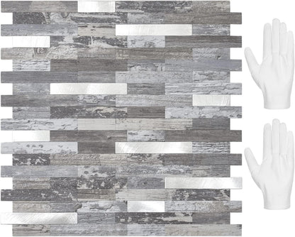 STICKGOO Peel and Stick Backsplash Tile, Stick on Backsplash for Kitchen and Bathroom, Volakas White Look PVC Mixed Metal Silver Self Adhesive Wall Tiles(Sample)