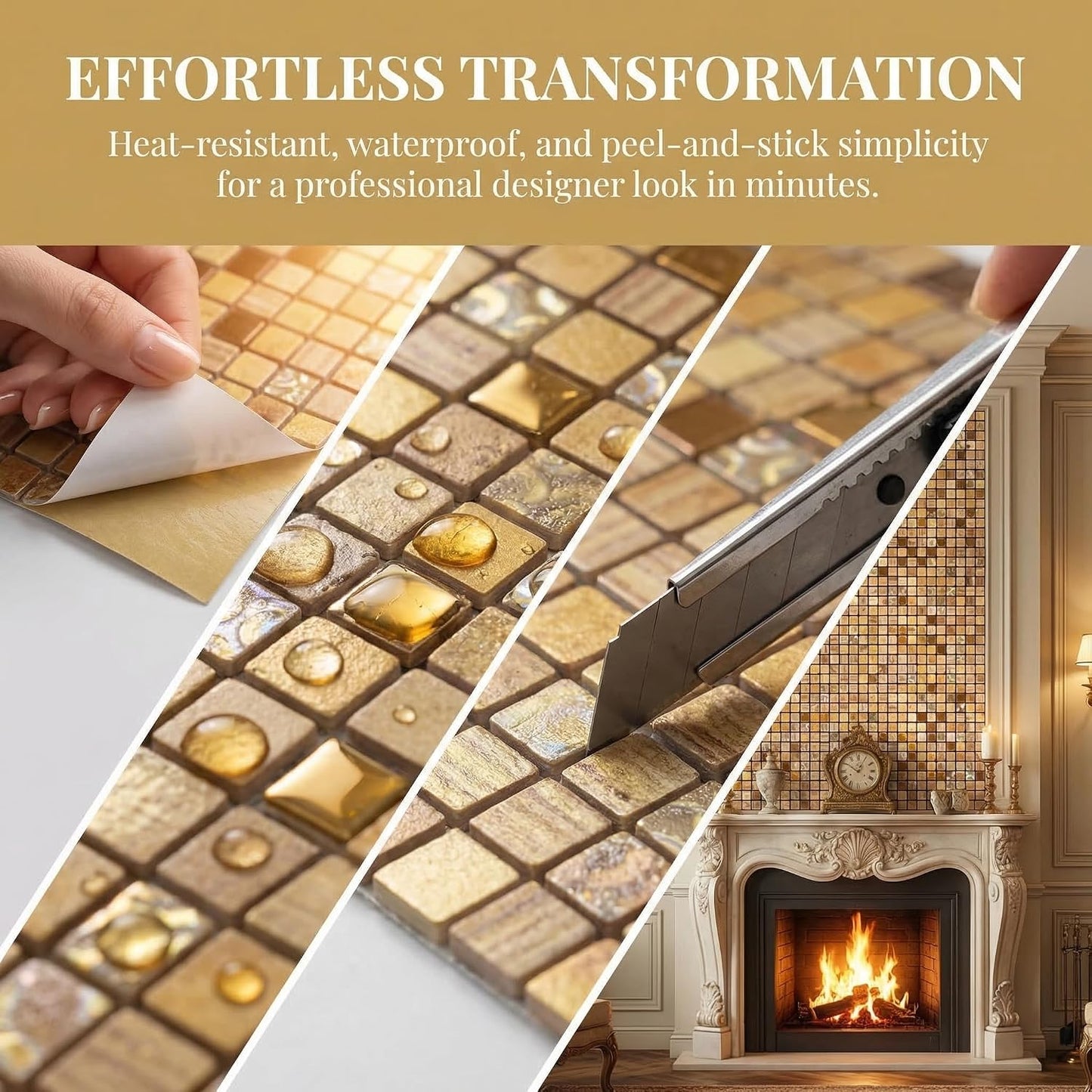 10 Sheets Peel and Stick Backsplash, Waterproof Mosaic Tile Self-Adhesive - Easy Cut to Size for Kitchen, Bathroom, Fireplace DIY Installation (10, Green+Blue Brushed)