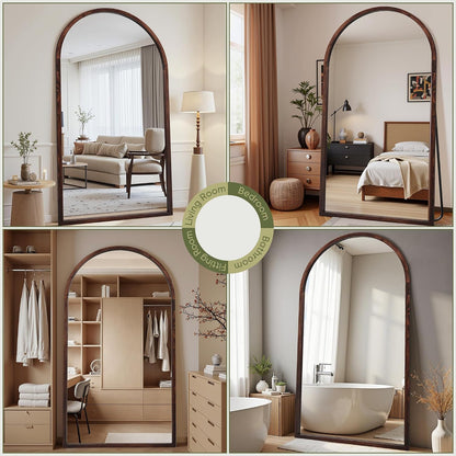 Suidia Full Length Mirror, Oversized Floor Mirror with Solid Wood Frame, Large Standing Mirror for Bedroom Living Room, Wood Art Style, Dark Walnut, 74" L x 32" W