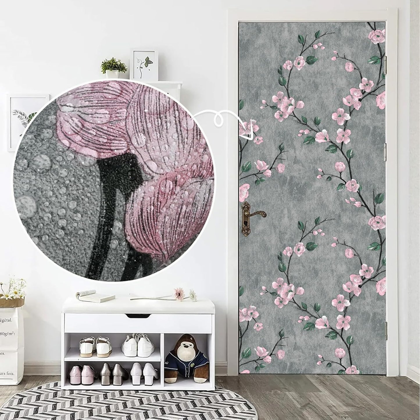 SOON AFTER 17.5”x120” Floral Peel and Stick Wallpaper Flower Tree Contact Paper Self Adhesive Removable Modern Sage Green Wall Paper Decorative Wall Covering Countertop Vinyl Film Roll