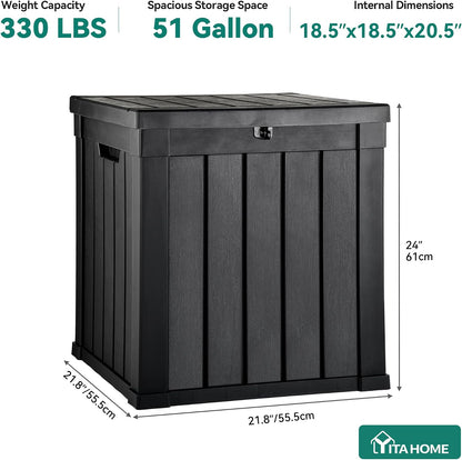 YITAHOME 31 Gallon Outdoor Storage Deck Box | Waterproof Resin Package Delivery and Storage Box with Lockable Lid for Patio Furniture Cushions, Pool Accessories, Garden