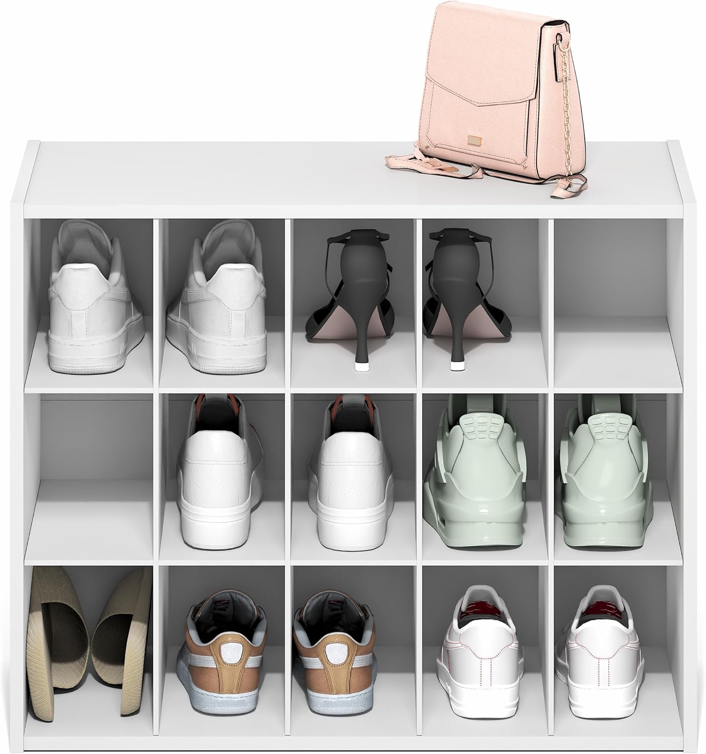 Furinno FANO Shoe Rack, 24-Inch Width 2-Tier Shoe Organizer, Stackable Shoes Storage, 11.7 x 24.2 x 11.7, for Closet Entryway, Office, Garage, Amber Pine