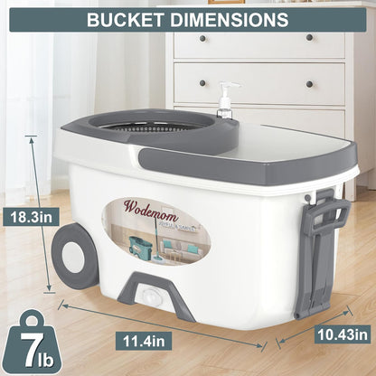 Spin Mop and Bucket System, Mop and Bucket with Wringer Set,Mops for Floor Cleaning,Household Supplies Tools with 6 Replacement Refills,61" Extended Handle for Household Hardwood Floor - Green