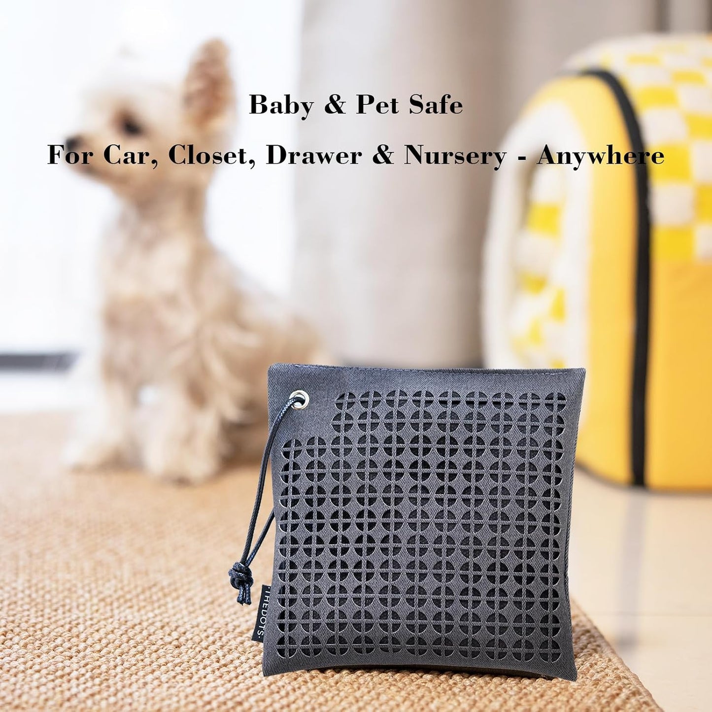 THEDOTS Leather Car Charcoal Odor Absorber, 2x500g, Brown & Grey | Sleek leather design, no messy charcoal dust, reusable up to 3 years, perfect odor eliminator for car, home & pets