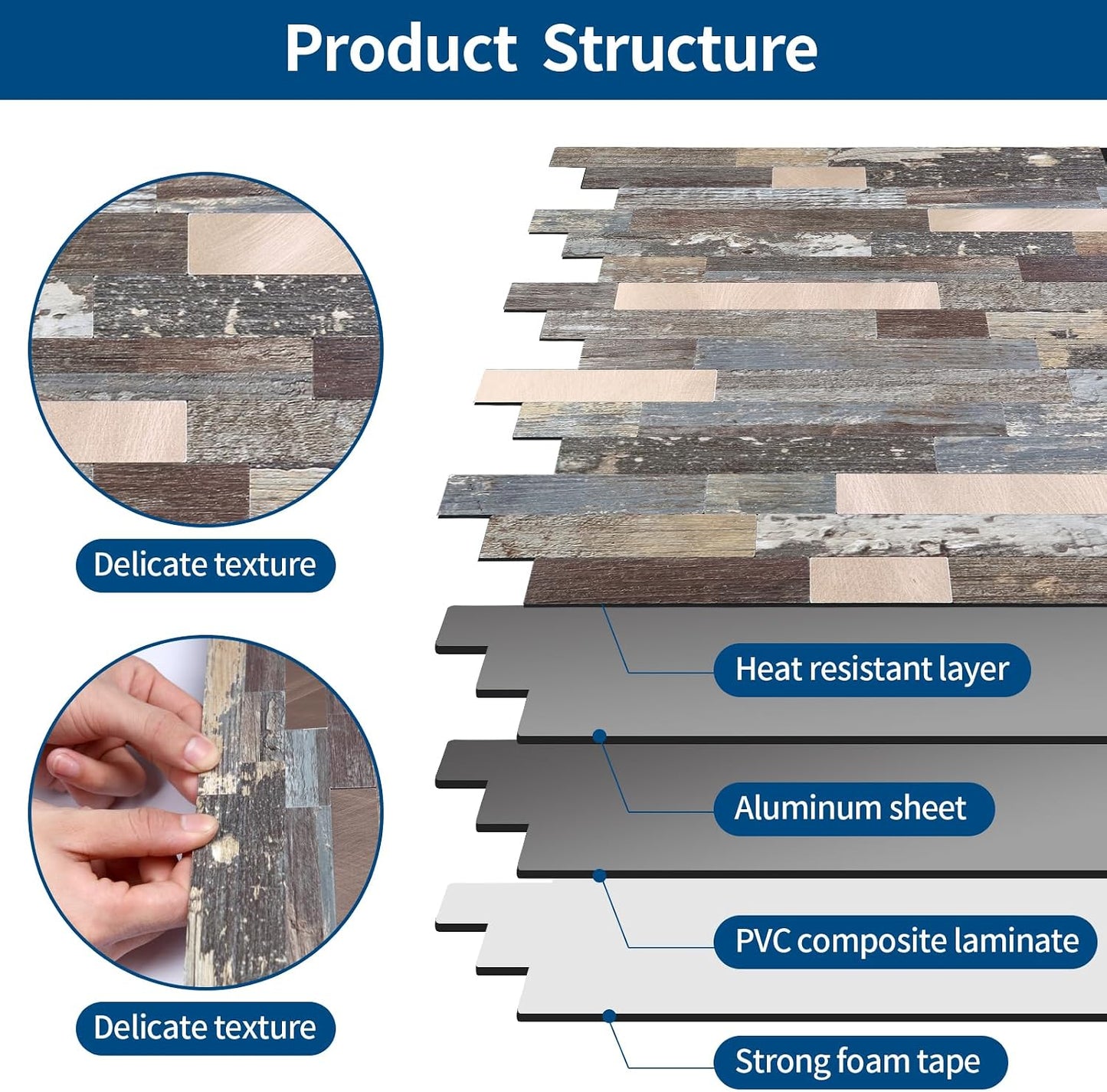 Yipscazo 2026 New Upgrade 11.34" X 11.57" Peel and Stick Backsplash, Stick on Backsplash Tiles for Kitchen, Bathroom, Fireplace (10 Sheets, Beige Rocks + Rose Gold)