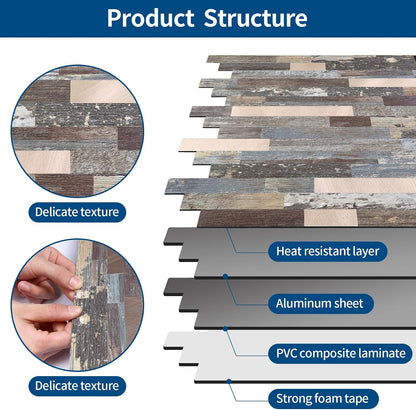 Yipscazo 2026 New Upgrade 11.34" X 11.57" Peel and Stick Backsplash, Stick on Backsplash Tiles for Kitchen, Bathroom, Fireplace (10 Sheets, Beige Rocks + Rose Gold)