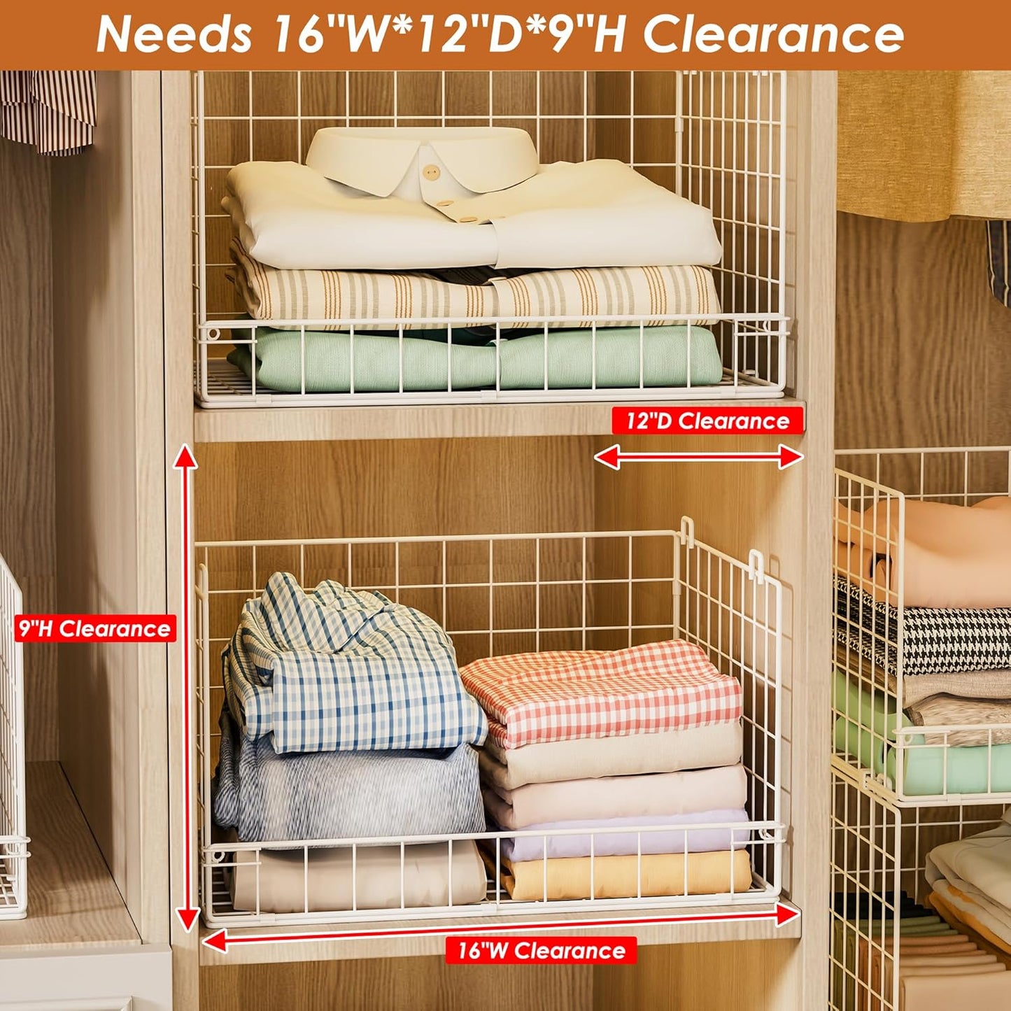 Yociyoga 4-Tier Stackable Closet Organizers and Storage Shelves, Foldable Closet Shelf Organizer, Black(Patent Protection)(Patent No. 30022416)