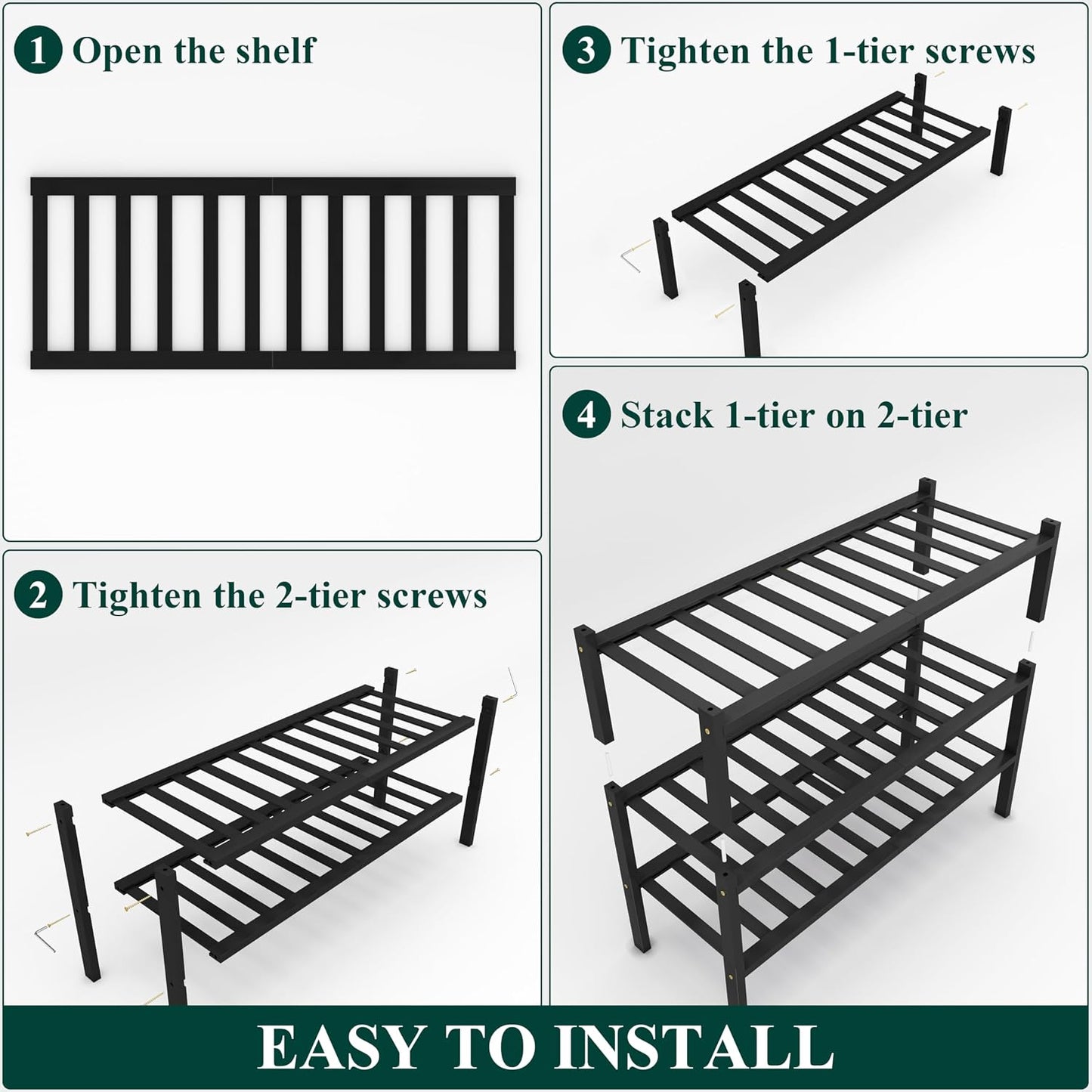 Smiry Bamboo Shoe Rack, 3 Tier Free Standing Wooden Shoe Organizer, Stackable Wood Shoe Storage Shelf for Closet, Entryway, 12 Vertical Slats, 2+1 Stack Standard Legs, 26.8"x11"x19.5", Natural