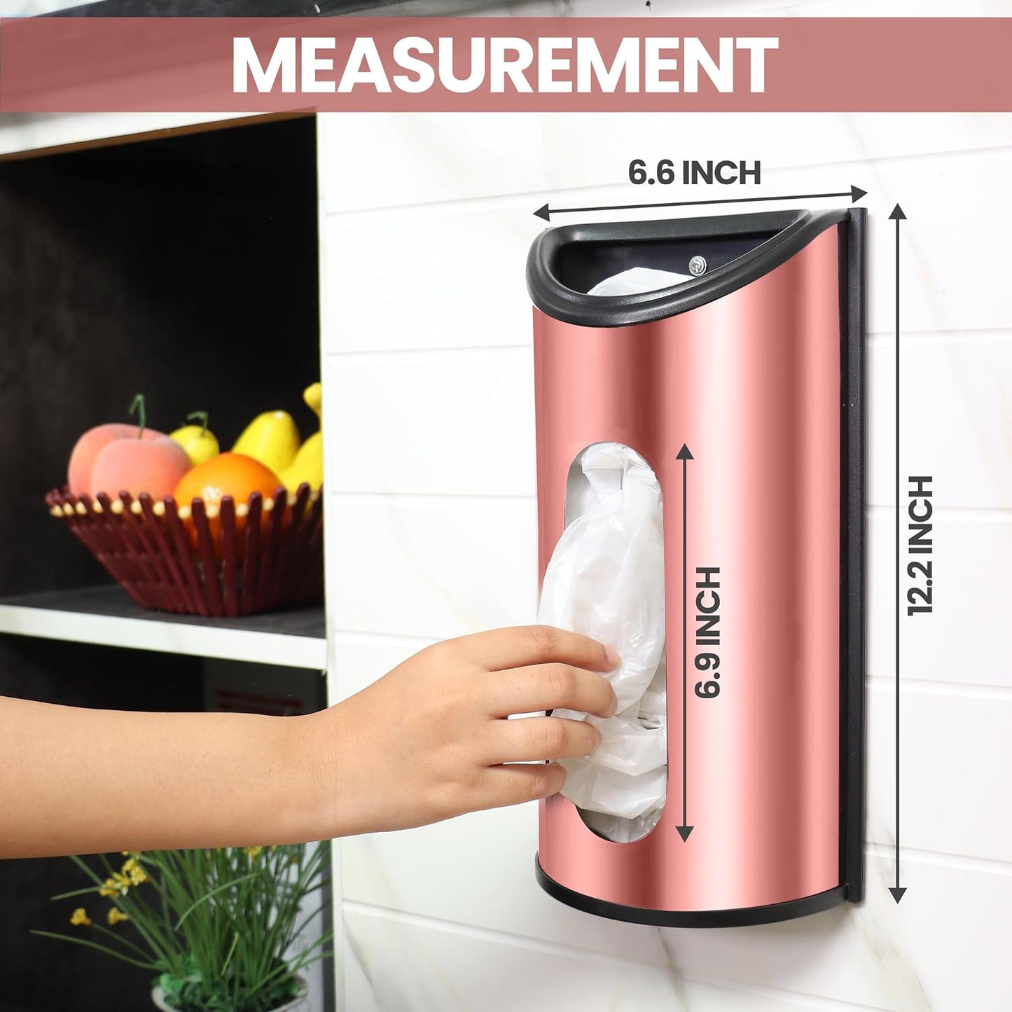 Utopia Kitchen Wall-Mounted Stainless Steel Grocery Bag Holder & Dispenser, Space-Saving Plastic Bag Holder for Kitchen, Pantry or Cabinet, Reusable Plastic Bag Organizer, Silver