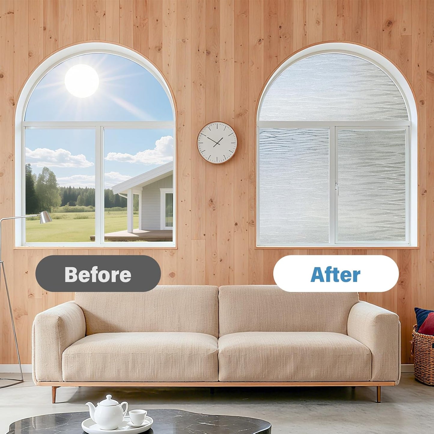 Finnez Frosted Window Film Non-Adhesive, Frosting Privacy Film for Glass Windows, Self Static-Cling Decorative Window Cling for Home Office UV Protection Cross Pattern 17.5 x 78.7 inches