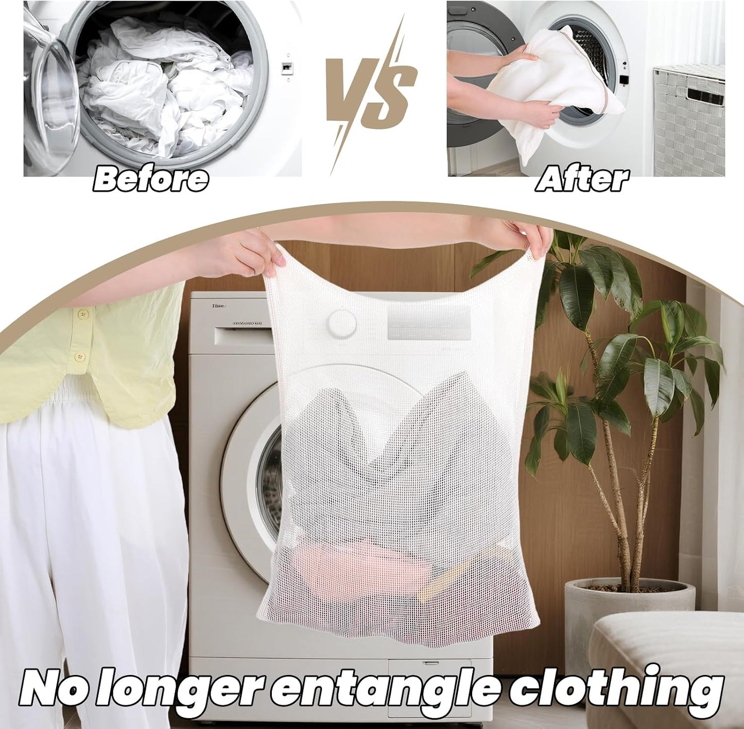 6 Pieces Large Durable Organic Cotton Mesh Laundry Bags, Durable Cotton Mesh Laundry Bag with Sturdy Zipper, Exquisite Laundry Bag for Lingerie, Socks, Clothes, Pants, Underwear, Breathable