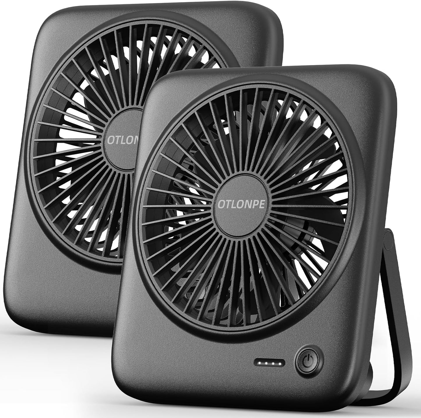 Otlonpe Personal Portable Desk Fan, 4000mAh Small Rechargeable Portable Fan Battery Operated & USB Powered for Travel Sleeping Bedroom Office Home Table, Cordless, Quiet, 4-Speed, 6.5 Inch (Black)