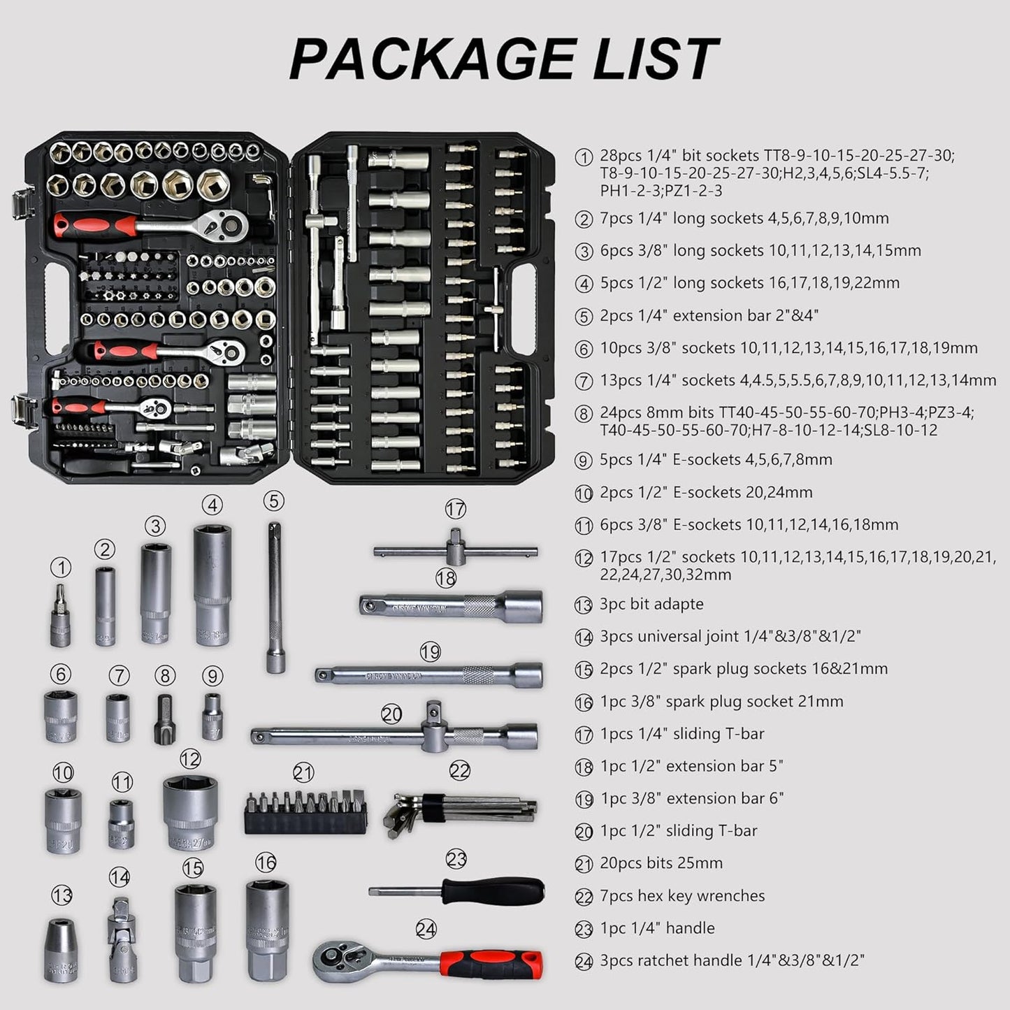 899PCS Tool Set, Household Tool Kit with Rolling Tool Box, Complete Tool Box Set Hand Tool Set with Tool Box, Mechanic Tool Set Rolling Tool Set for Home/Auto Repair Tool Set (Black)